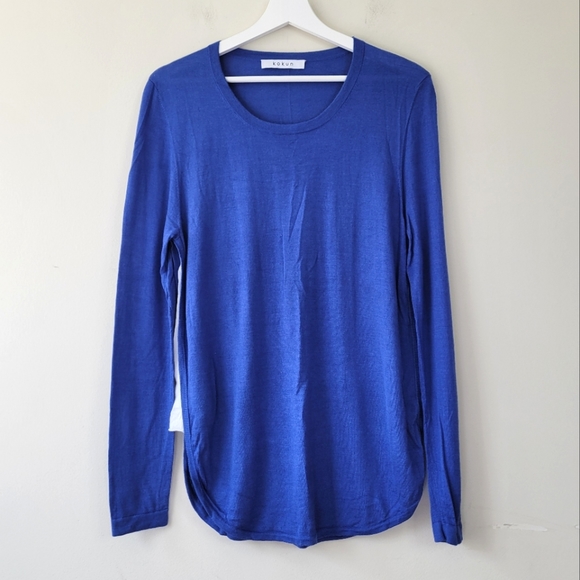 Kokun Sweaters - Kokun bamboo cashmere royal blue pullover sweater size Large